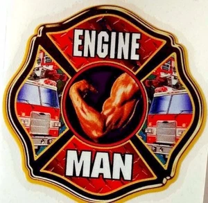 "Calcomanía de bombero reflectante a todo color ENGINE MAN - 4"" x 4" - Imagen 1 de 1