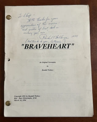 BRAVEHEART Script Signed by Writer Randall Wallace 1990s Original - Image 1 of 4