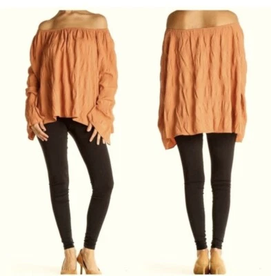 Blusa Elizabeth and James Fuera del Hombro Talla Grande Boho Naranja Mangas Campana Foto 1 de 4