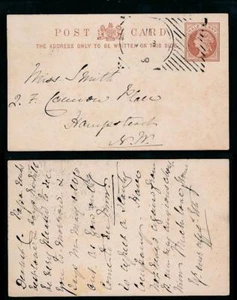 GB QV 1900 STATIONERY CARD HOSTER CANCEL PERSONAL MESSAGE to HAMPSTEAD - Picture 1 of 3