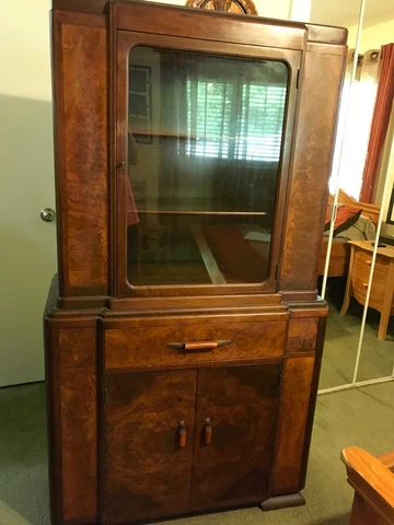 Antique Handsome Walnut Quality China/Curio Cabinet Cover