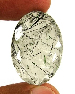 37.30 Ct Natural Black Rutile Rutilated Quartz Loose Gemstone Oval Cut - 2181 - Picture 1 of 2