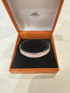 HERMES Pink Enamel Bangle Horse Motif 2.56in with Box - Picture 1 of 6