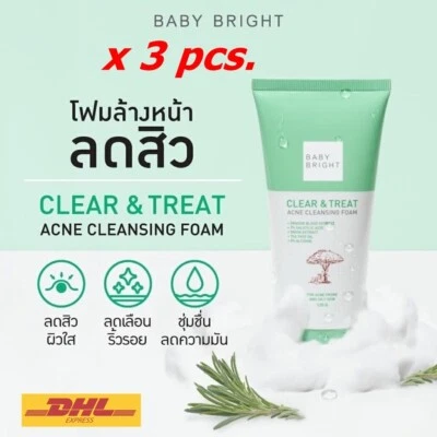 x3 BabyBright Clear&Treat Acne Cleansing Foam Inhibit bacteria that causes acne. - Image 1 of 4