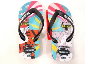 HAVAIANAS UNISEX-CHILD TOP MULGA FLIP FLOP SANDALS,BLACK/WHITE,BR 29-30,US 13/1  - Picture 1 of 5