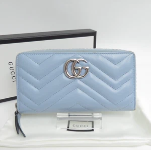 Authentic GUCCI GG Marmont V Stitch Leather Zip Around Zippy Long Wallet #43347 - Picture 1 of 19