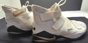 Nike Lebron Zoom Soldier white high top w/ Gold swoosh sneakers sz. 13 - Picture 1 of 19