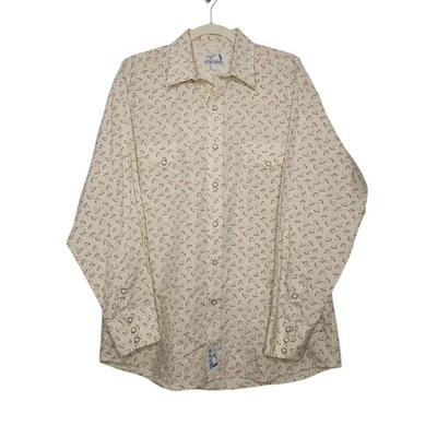 Vintage y2k Panhandle Slim Large Floral Flowers Pearl Snap Buttons Rockabilly  - Image 1 of 4