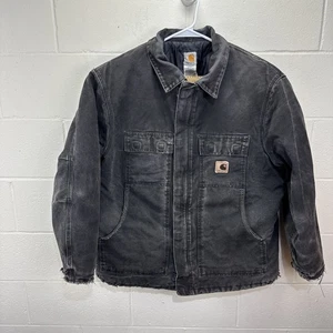 Vintage Carhartt Arctic Jacket C26 BLK Black Size XL Quilt-Lined Coat Faded - Picture 1 of 22