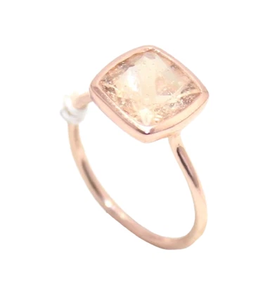 Ring 925 Sterling Silver Pink Rose Gold Rhodium Women Morganite Gemstone G658 - Image 1 of 4