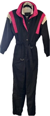 De Colección Descente Wms Talla M Negro Cinturón Aislado Bolsillos con Cremallera Invierno Esquí Traje de Nieve Foto 1 de 4