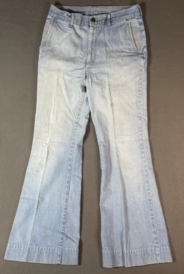 VTG 70s Hippie Flare Jeans Mens 30x31 Bell Bottom Blue Denim Disco Light Wash - Image 1 of 4