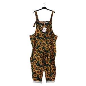 Lucy & Yak Size UK 26R Plus Size Sunflower Print Organic Cotton Dungarees BNWT - Picture 1 of 10