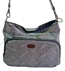 Lug Samba Shoulder Bag Heather Gray Quilted Travel Purse RFID 10x8x4 Zip Pockets - Picture 1 of 24