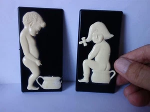 Vintage 1950' toilet plastic signs  - Picture 1 of 12