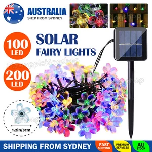 100/200 LED Solar String Lights Peach Flower Fairy Outdoor Garden Party Decor OZ - Picture 1 of 11