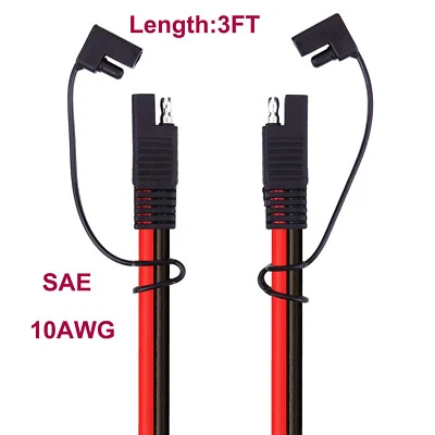 Power Automotive Extension Cable SAE to SAE Solar Panel Battery Power 10AWG 3FT - Image 1 of 4