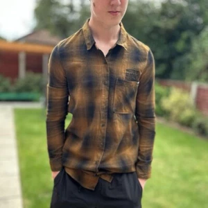 Moto-X Fox Check Shirt Men's Size Medium Chequered Brown Casual Work Shirt - Picture 1 of 4