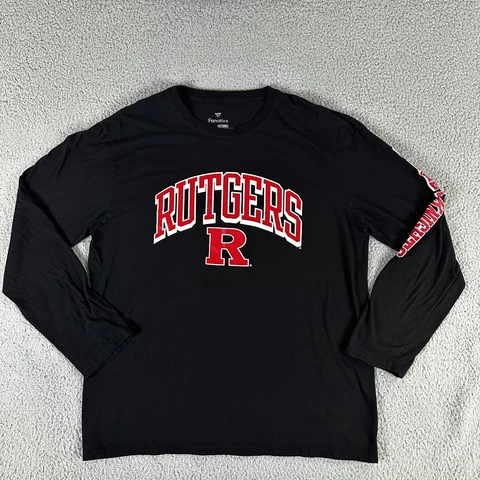 Rutgers Scarlet Knights T-Shirt Mens XL Black Crew Neck Long Sleeve Fanatics Cover