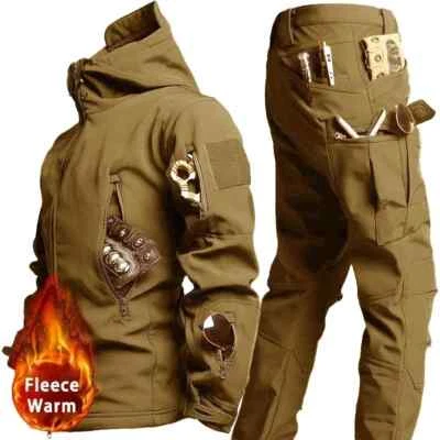 New Waterproof Set for Men's Winter Hooded Jacket+pants 2-piece Set - Image 1 of 4