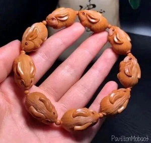 Olive Nut Carved Rabbit Beads Bracelet Hand Chain - Picture 1 of 7