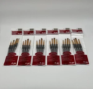 NEW Craft Smart Brown Taklon 6 Packs: 4 Count (24 Total) Variety Brushes - Picture 1 of 2