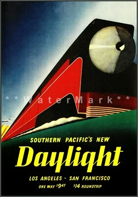Arte ferroviario retro impresión póster vintage Southern Pacific's New Daylight 1937 Foto 1 de 4