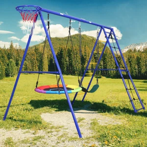 Metal Playground Swing Set Outdoor Kids Children Adults Backyard Play Swingset - Picture 1 of 9