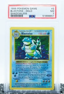 PSA 7 BLASTOISE 2/102 Shadowless Edition Holo Rare Base Set 1999 - Pokemon Card - Picture 1 of 3