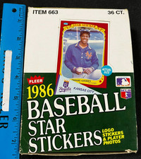 1986 FLEER BASEBALL STAR STICKER CARD WAX BOX (36 PACKS) PACKS SEALED AA 11122B