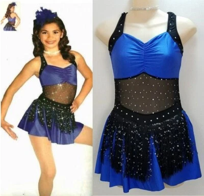 Fearless Niño Mediano Jazz Tap Dance Disfraz AZUL Vestido con Gargantilla Estrás Foto 1 de 4