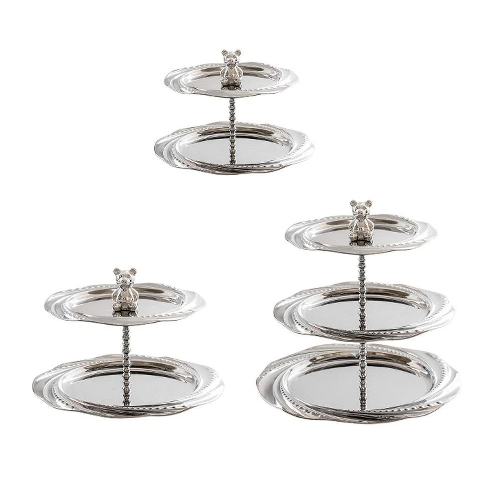 Alzata per Torta a Più Livelli, Vassoio Da Portata con Statuetta di Orsetto - Immagine 1 di 1