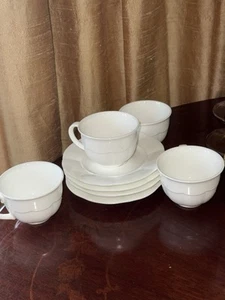 LOT (4) DAMASCO WHITE by VILLEROY & BOCH DEMITASSE ESPRESSO CUP & SAUCER SET - Picture 1 of 7