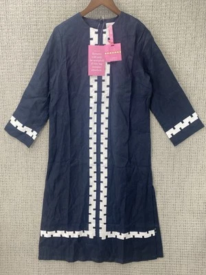 Tuckernuck x Atlantic-Pacific Navy and White Embroidered Hartman Dress sz M NWT* - Image 1 of 4
