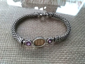 Flli Menegatti Solid 925 Sterling Silver & 18K Gold w/ AMETHYST & INTAGLIO - Picture 1 of 6