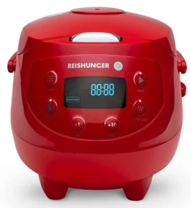 Reishunger Digital Mini Reiskocher & Dampfgarer Schwarz 3,5 Tassen Rot NEU - Bild 1 von 4