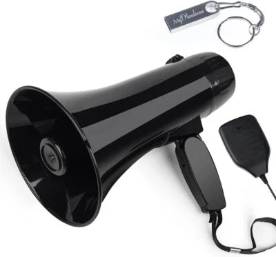 35W Power Megaphone Speaker PA Bullhorn Bull Horns Rechargeable, USB Flash Drive