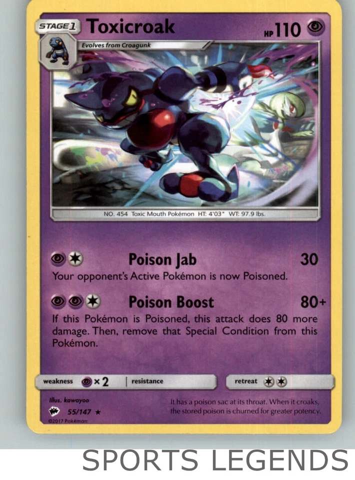 2017 pokemon Burning Shadows rare Toxicroak 55/147 - Image 1 of 1