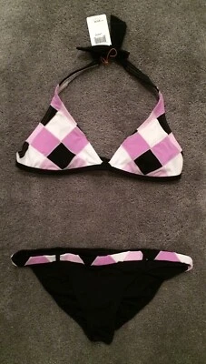 Bikini Billabong Traje de Baño Negro Rosa Blanco Diamante Cuadros 👙☀️🌊 Foto 1 de 4