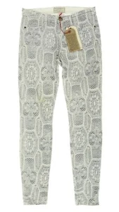 Current Elliot 134495 Womens Crochet Low Rise Ankle Skinny Jeans Beige Size 25 - Picture 1 of 8