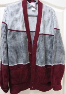 Marks & Spencer Men's Vintage Cardigan 42" Chest Grey 70s Mod Waffle Knit V Neck - Picture 1 of 4