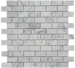 Simple Tile - Marble Mosaic Tile "1"X2" Brick Collection" Carrara White Honed - Picture 1 of 5