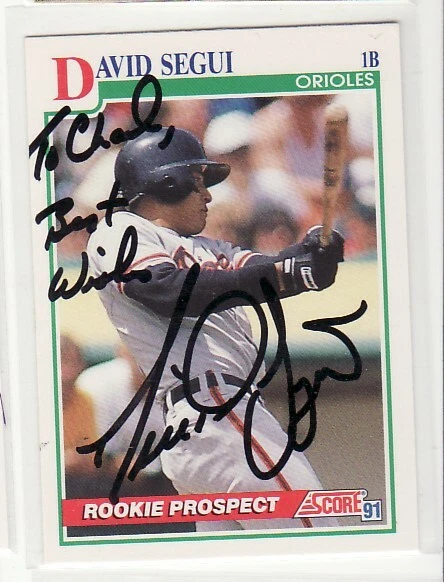 TARJETA DE BÉISBOL AUTOGRAFIADA PERSONALIZADA DAVID SEGUI BALTIMORE ORIOLES Foto 1 de 1