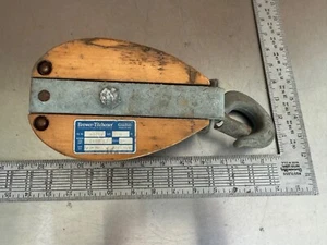 Vintage Brewer-Titchener 6” Wooden Block & Tackle Pulley 7/8" Rope 2400 Pounds - Picture 1 of 12