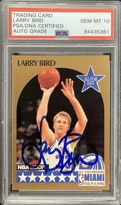 Larry Bird Signed 1990 NBA Hoops #2 Card Celtics Auto PSA/DNA HOF GEM MT 10 - Picture 1 of 2
