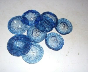 100 Vintage HAND BLOWN BLUE MURANO Art Glass FLORAL ROSETTES  2" DIAMETER - Picture 1 of 4