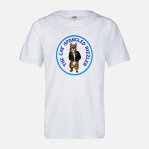 Cat Spangled Rizzler Fruit of the Loom Kids youth white T-shirt size medium - Picture 1 of 3