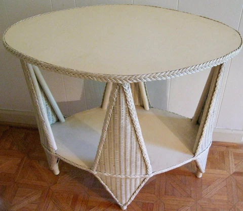 Unique! Wicker & Wood Oval Table - A Heyward-Wakefield Victorian Design Cover
