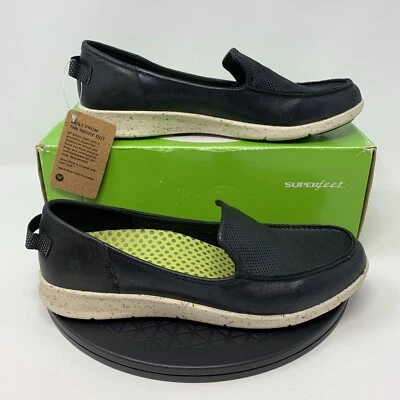 Superfeet Womens Fir Leather Shoes Size 9.5 Loafers Casual Slip On Comfort Black - Image 1 of 4
