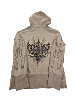 Harley Davidson Embroidered Rhinestone Tribal Flames Women's Full Zip Hoodie L - Image 1 of 4